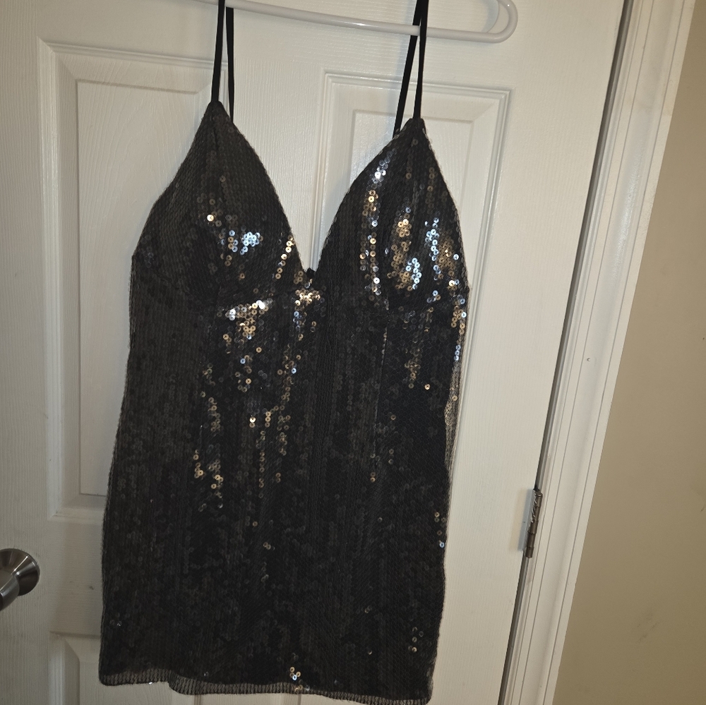 Fashion Nova Black Sequin Mini Dress